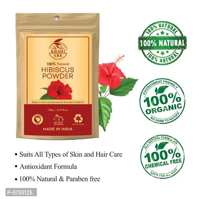 Khadi Ark Hibiscus Powder for Anti Dandruff, Itchy Scalp and Grey to Black Hair (Grey to Black Hair When Used with Henna) (Pack of 5, 100 GM Each) (500 GM)-thumb2