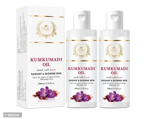 Bioly Kumkumadi with Kesar Moisturizer Oil for Radiant and Fair Glowing Skin&nbsp;(Pack of 2, 200ml Each) 400ml-thumb0