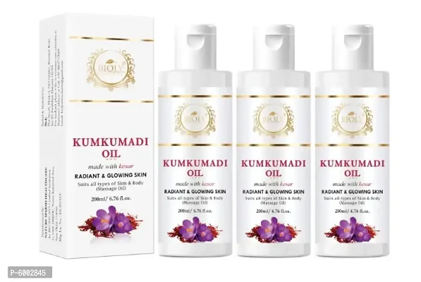 Bioly Kumkumadi with Kesar Moisturizer Oil for Radiant and Fair Glowing Skin&nbsp;(Pack of 3, 200ml Each) 600ml-thumb0