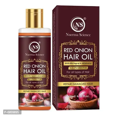 Nuerma Science Red Onion Hair Oil with Bhringraj and Jatamansi Oil for Strong Healthy Hair Growth and Anti Hair Fall 200 ML