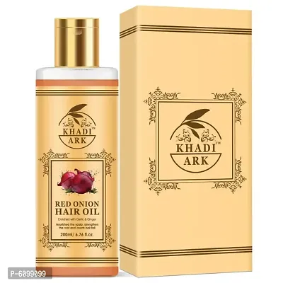 Khadi Ark Red Onion Hair Oil with Bhringraj and Jatamansi Oil for Strong Healthy Hair Growth and Anti Hair Fall 200 ML