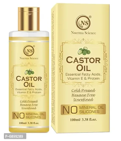 Nuerma Science Premium Castor Hair Oil 100% Pure for Anti Dandruff and Strong Healthy Hair Growth, Nails Growth, Beard Growth, Eyebrows Growth 100 ML