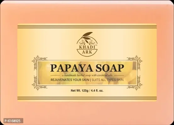 Khadi Ark Natural Papaya Soap Enrich with Vitamin C Reduce Dark Spots Blemishes and Scars 125 GM-thumb0
