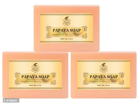 Khadi Ark Natural Papaya Soap Enrich with Vitamin C Reduce Dark Spots Blemishes and Scarsnbsp;(Pack of 3, 125 GM Each) 375 GM
