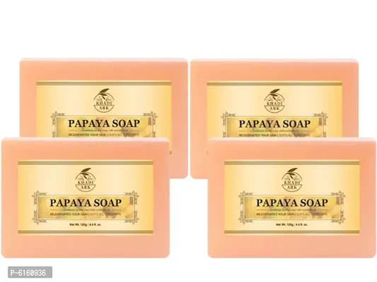 Khadi Ark Natural Papaya Soap Enrich with Vitamin C Reduce Dark Spots Blemishes and Scarsnbsp;(Pack of 4, 125 GM Each) 500 GM-thumb0