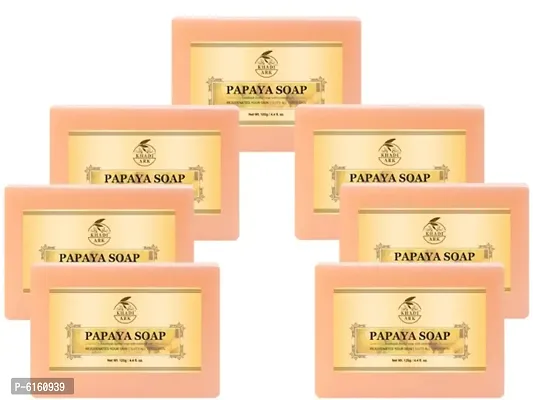 Khadi Ark Natural Papaya Soap Enrich with Vitamin C Reduce Dark Spots Blemishes and Scars&nbsp;(Pack of 7, 125 GM Each) 875 GM
