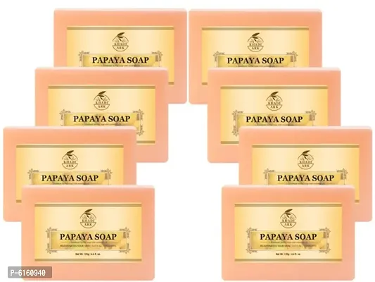 Khadi Ark Natural Papaya Soap Enrich with Vitamin C Reduce Dark Spots Blemishes and Scars&nbsp;(Pack of 8, 125 GM Each) 1000 GM