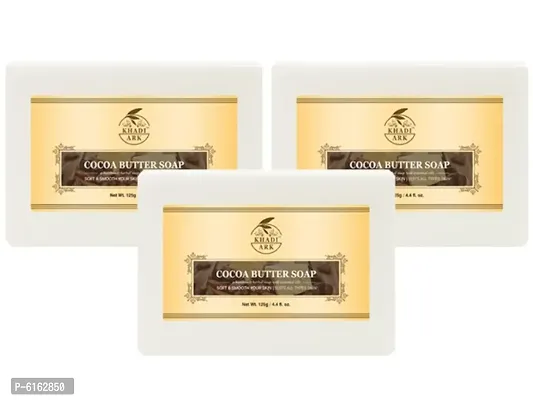 Khadi Ark Natural Herbal Cocoa Butter Soap 100% Organic Handmade Bath Soap&nbsp;(Pack of 3, 125 GM Each) 375 GM