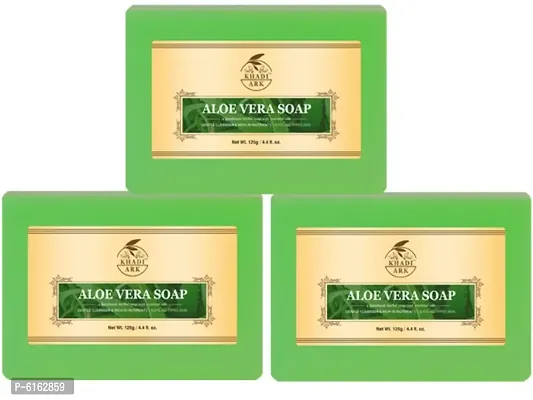 Khadi Ark Aloe Vera Bath Soap Made with Natural Oils Sulfate Free Handmade Soapnbsp;(Pack of 3, 125 GM Each) 375 GM