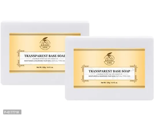 Khadi Ark Natural Herbal Pure Glycerin Base Soap No Fragrance No Colour 100 % purenbsp;(Pack of 2, 125 GM Each) 250 GM