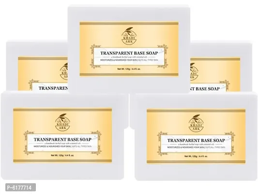 Khadi Ark Natural Herbal Pure Glycerin Base Soap No Fragrance No Colour 100 % pure&nbsp;(Pack of 5, 125 GM Each) 625 GM
