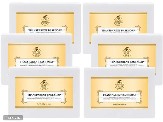 Khadi Ark Natural Herbal Pure Glycerin Base Soap No Fragrance No Colour 100 % pure&nbsp;(Pack of 6, 125 GM Each) 750 GM