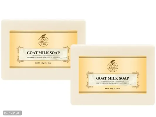 Khadi Ark Natural Goat Milk Bath Soap for Glowing Skinnbsp;(Pack of 2, 125 GM Each) 250 GM-thumb0