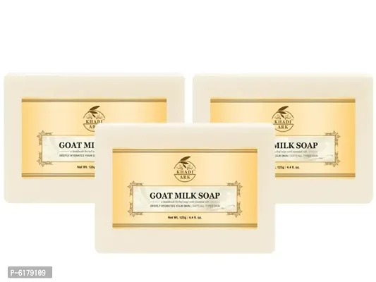 Khadi Ark Natural Goat Milk Bath Soap for Glowing Skin&nbsp;(Pack of 3, 125 GM Each) 375 GM