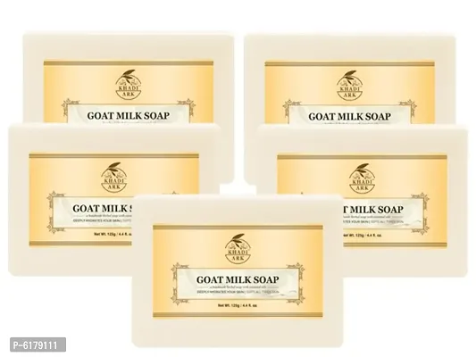 Khadi Ark Natural Goat Milk Bath Soap for Glowing Skinnbsp;(Pack of 5, 125 GM Each) 625 GM-thumb0