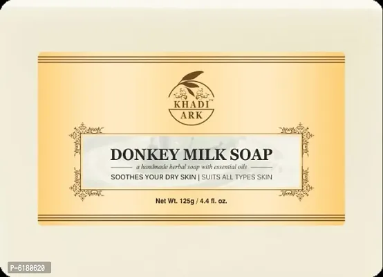 Khadi Ark Donkey Milk Soap Organic Handmade Anti Ageing Skin Lightener, Moisturizer Soapnbsp;(125 GM)-thumb0