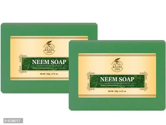 Khadi Ark Herbal Neem Bath Soap, Face and Body Soap for Soft, Clear and Acne Free Skinandnbsp;(Pack of 2, 125 GM Each) 250 GM