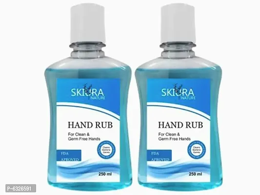 Skiura Hand Rub 70% Alcohol, FDA Approved Kills 99.99% Harmful Germs and infection pH Balanced, Nourishes skin (250 ML Each, Pack of 2) 500 ML