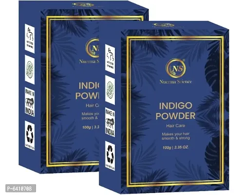 Nuerma Science Indigo Powder Organic Herbal for Natural Black Silky Hair Color-(100 GM Each, Pack of 2) 200 ML