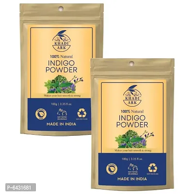 Khadi Ark Indigo Powder Organic Herbal for Natural Black Silky and Shiny Str 200 GM-thumb0