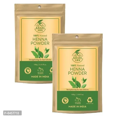 Khadi Ark Henna Hair Care Powder Organic Herbal for Natural Black Shiny Healthy Hair Growth and Reduce Hair Fall, Frizzy Hair (100 GM Each Pack of 2) 200 GM-thumb0