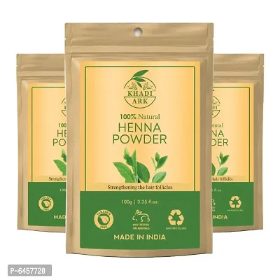 Khadi Ark Henna Hair Care Powder Organic Herbal for Natural Black Shiny Healthy Hair Growth and Reduce Hair Fall, Frizzy Hair (100 GM Each Pack of 3) 300 GM