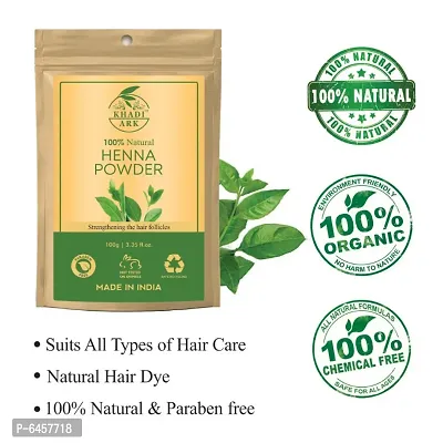 Khadi Ark Henna Hair Care Powder Organic Herbal for Natural Black Shiny Healthy Hair Growth and Reduce Hair Fall, Frizzy Hair (100 GM Each Pack of 2) 200 GM-thumb5