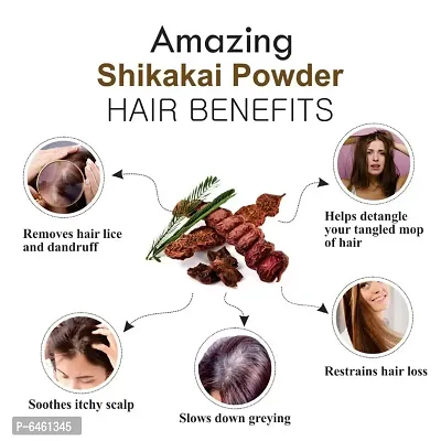 Khadi Ark Shikakai Powder Natural Organic for Cleansing Hair/Scalp Removes Dandruff, Lice and Provides Soft, Shiny, Stronger and Thicker Hair (100 GM Each, Pack of 4) 400 GM-thumb2