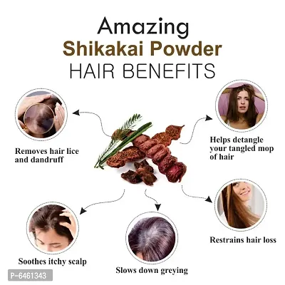 Khadi Ark Shikakai Powder Natural Organic for Cleansing Hair/Scalp Removes Dandruff, Lice and Provides Soft, Shiny, Stronger and Thicker Hair (100 GM Each, Pack of 2) 200 GM-thumb2