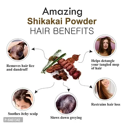 Khadi Ark Shikakai Powder Natural Organic for Cleansing Hair/Scalp Removes Dandruff, Lice and Provides Soft, Shiny, Stronger and Thicker Hair 100 GM-thumb2