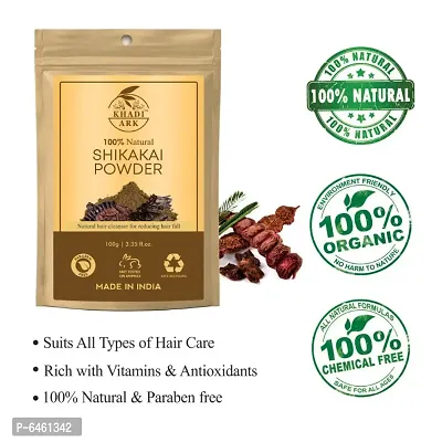 Khadi Ark Shikakai Powder Natural Organic for Cleansing Hair/Scalp Removes Dandruff, Lice and Provides Soft, Shiny, Stronger and Thicker Hair 100 GM-thumb5