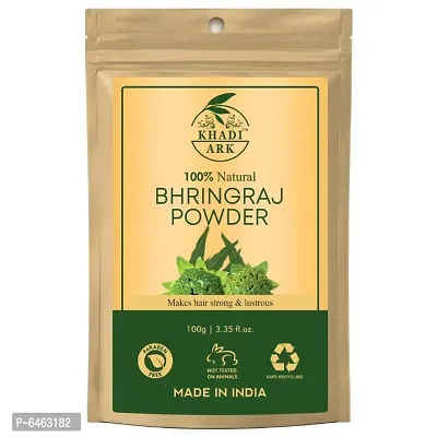 Khadi Ark Bhringraj Powder Natural Organic for Strong Healthy Hair Growth and Reduce Hair Fall, Dandruff, Graying Hair 100 GM