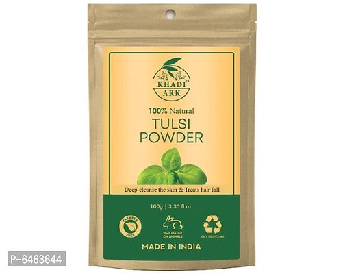 Khadi Ark Tulsi Powder Natural Organic for Lightening Glowing Healthy Skin and Reduce Acne, Pimple, Wrinkles 100 GM