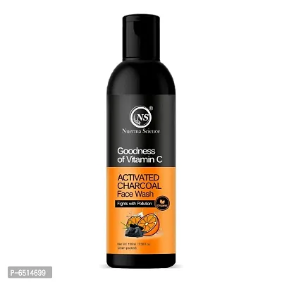 Nuerma Science Vitamin C Charcoal Face Wash for Lighten Skin Tone, Detoxifying Skin Tone and Reduce Dark Spots, Wrinkles, (100 ML)-thumb0