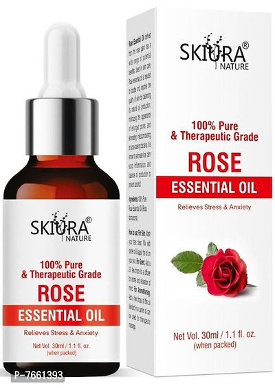 Skiura 100% Pure Rose Essential oil Natural Organic for Glowing Skin, Aroma oil  Anti Stress Diffuser Oil Home Fragrance (30 ML)-thumb0