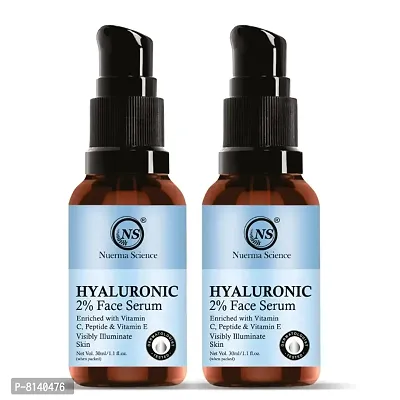 Nuerma Science 2% Hyaluronic Acid Face Serum with Vitamin C  E for Intense Cells Hydrationnbsp;(30 ml Each Pack of 2) 60 ML