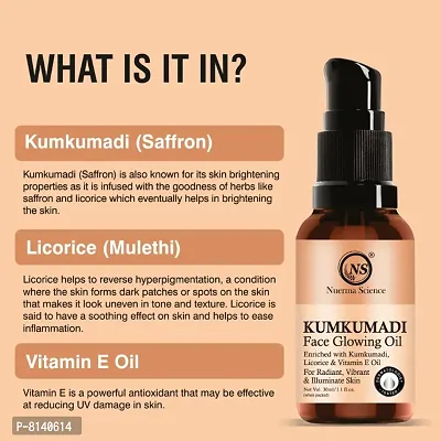 Nuerma Science Kumkumadi Face Glowing Oil with Saffron, Mulethi  Vitamin E Oil for Soft Smooth, Lightening Brightening Skin Tonenbsp;(30 ml)-thumb4