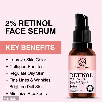 Nuerma Science 2% Retinol Serum with Vitamin C, E Oil,  Hyaluronic Acid For Bright Skin Tone  Anti Aging (30 ML Each, Pack of 2) 60 ML-thumb2