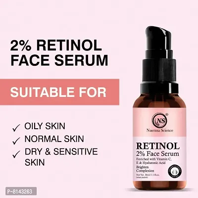Nuerma Science 2% Retinol Serum with Vitamin C, E Oil,  Hyaluronic Acid For Bright Skin Tone  Anti Aging (30 ML Each, Pack of 2) 60 ML-thumb5