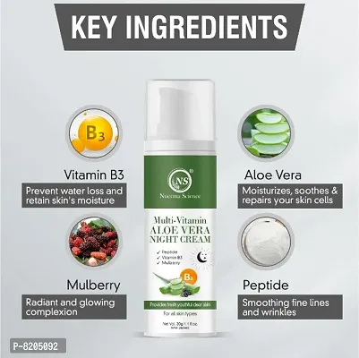 Nuerma Science Multi-Vitamin Aloe Vera Night Cream with Peptides, Shea, Vitamin B3, Mulberry (30 gm)-thumb4