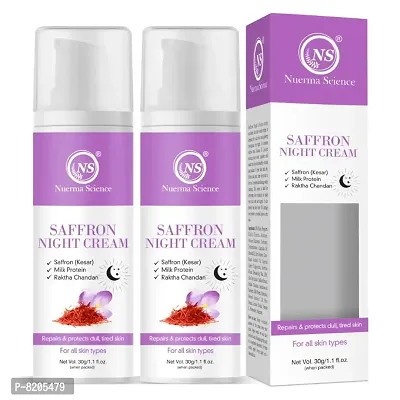 Nuerma Science Saffron Night Cream with Milk Protein  Rakhta Chandan For Night Skin Repairing  (30 ml Each, Pack of 2) 60 GM