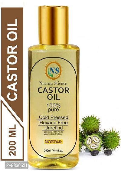Nuerma Science 100% Natural Cold Pressed Castor Oil For Strong Healthy Hair Growth  Helps to Strengthen Hair Roots-200 ML