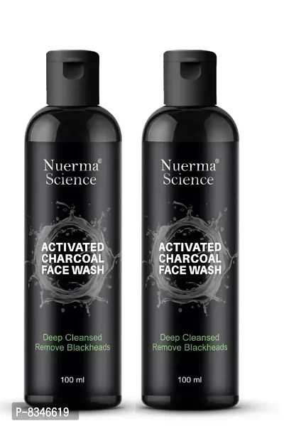 Nuerma Science Activated Charcoal Face Wash for Deep Cleansing  Tan Removal Makes Skin Soft, Smooth Healthy Glowing (100 ML Each, Pack of 2) 200 ML-thumb0