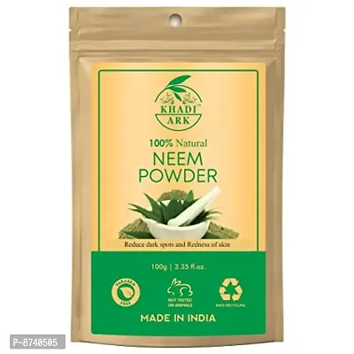 Khadi Ark Neem Powder Natural Organic for Deeply Cleansing Skin  Reduce Acne, Pimple Blackheads, Whitehead(100 GM)-thumb0