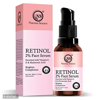 Nuerma Science 2% Retinol Face Serum Enriched with Vitamin C, E For Glowing Skin, Anti Ageing  Dark Spot Corrector 30 ML