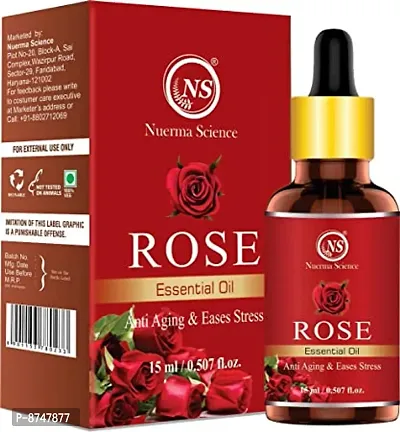Nuerma Science Rose Essential Oil For Anti Stress, Skin Glow, Aromatherapy (15 ml)