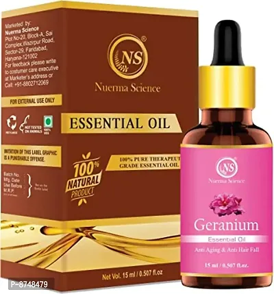 Nuerma Science Geranium Essential Oil (100% Pure and Natural for Aromatherphy, Anti Aging Skin  Anti Hair Fall) Hair Oil (15 ml)