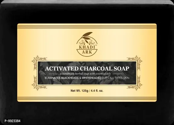 Khadi Ark Activated Charcoal Soap, Removes Blackheads ,Dead Skin Cells Handmade No Sulfate Chemical Paraffin 100 % Natural  Safe 125 Gm