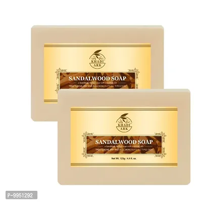 Khadi Ark Combo 100% Organic Handmade Herbal Soap with Essential Oil - Moisture-Rich Nourishment Soap, Paraben Free - Sandalwood (Pack of 2)-thumb0