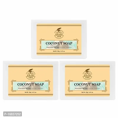 Khadi Ark Coconut Soap With Milky Way Moisturizing Bathing Soap (coconut milk)- set of 3,  (3 x 125 g)-thumb0